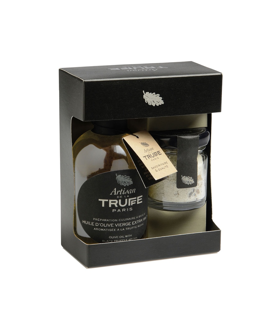 Coffret duo huile d'olive et sel à la truffe - 100ml + 30g