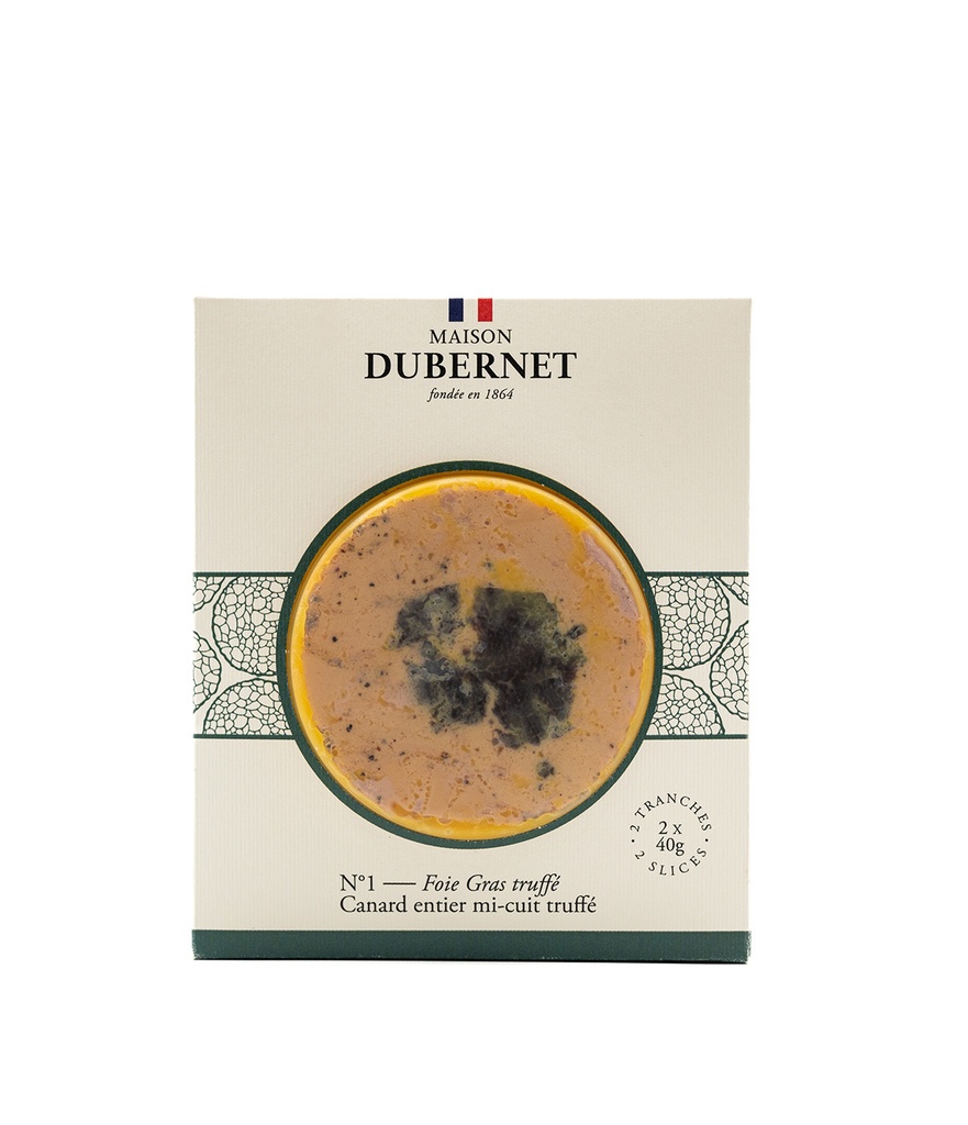 Foie gras canard entier, mi-cuit, à la truffe 2x40gr